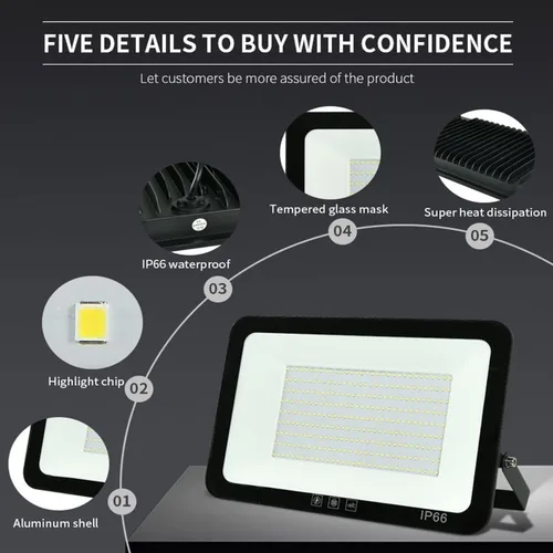 Vista 2 de 4Pack LED Flood Light Outdoor,50W LED Work Light 5500lmwith 6FT US Plug,IP66 Waterproof Exterior Security Lights,6000K Daylight White Outside