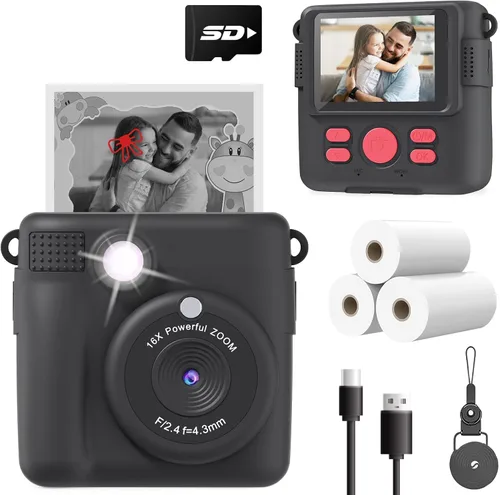 ESOXOFFORE Cámara de impresión instantánea para niños, regalos de cumpleaños de Navidad para niños de 3 a 12 años, cámara digital selfie con videos
