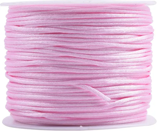 Vista 138 de KONMAY - Cuerda de nailon satinado de seda, 45.72 metros, 0.8mm cola de rata, para nudos chinos, Kumihimo, abalorios, macramé, joyería, Verde manzana
