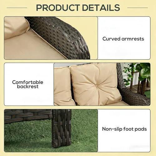 Vista 3 de Patio Couch,Rattan Three Seat Sofa RX192
