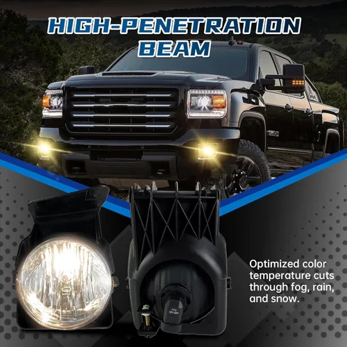 Vista 6 de Luces antiniebla compatibles con 2003 2004 2005 2006 GMC Sierra 1500 2500 3500, lámparas antiniebla de lente transparente izquierda+lado derecho