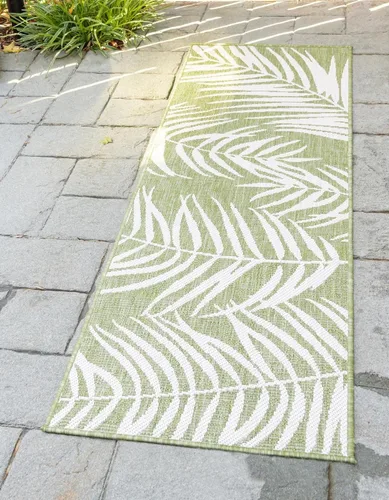 Vista 17 de Unique Loom - Tapete de la colección Outdoor Botanical, diseño de palmera (4.1 pies x 6.1 pies, rectangular, color azul/azul marino)