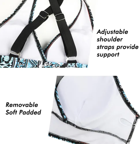 Vista 5 de SEAFORM Trajes de baño de dos piezas para mujer, bikini envolvente con parte delantera y cintura alta, control de abdomen, trajes de baño