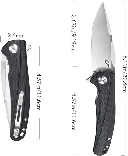 Vista 2 de Eafengrow EF957 Cuchillo plegable D2 Hoja de acero G10 Mango con clip de bolsillo Mecanismo de bloqueo confiable EDC Cuchillo Flipper para Camping