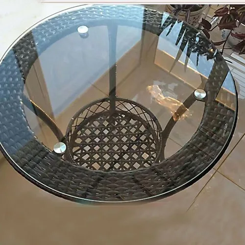 Vista 4 de Mesa redonda de cristal, 38 pulgadas de grosor, con borde de lápiz templado, tapa de cristal pulida, 40 pulgadas, adecuada para mesa de comedor