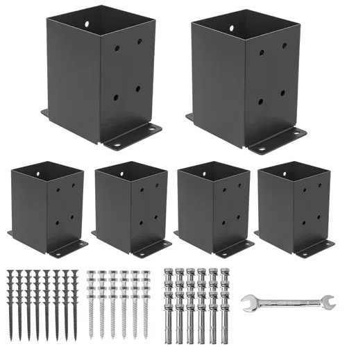 Vista 14 de Base para Poste 4×4, 8 Piezas, (Tamaño Interior 3.6"x3.6") Soportes para Poste, Anclaje de Poste de Acero Grueso con Recubrimiento en Polvo Negro
