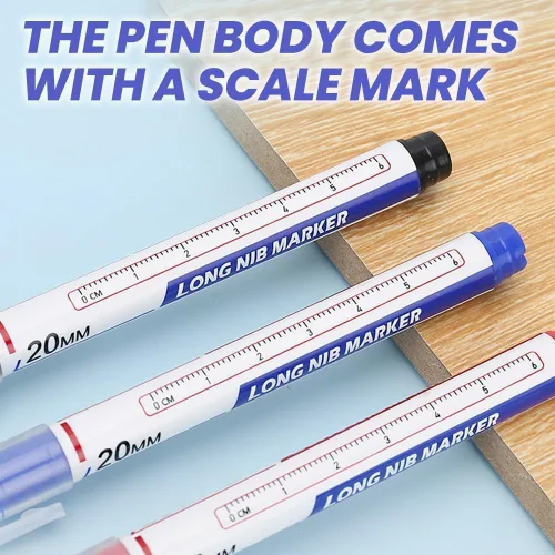 Vista 3 de 5PCS Long Head Deep Hole Markers, 45MM Long Nib Oil Ink Carpenter Pen 45MM Black