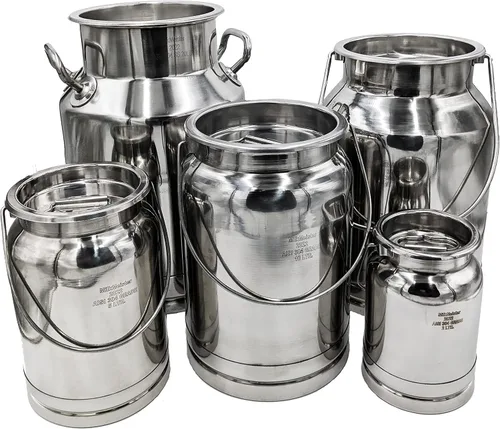 Vista 4 de The Dairy Shoppe Lata de leche de acero inoxidable Totes (5 litros)