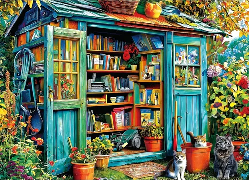 Vista 29 de Blueforest Rompecabezas de 1000 piezas para adultos y personas mayores, soporte de frutas de granja de otoño con rompecabezas de perro y gato
