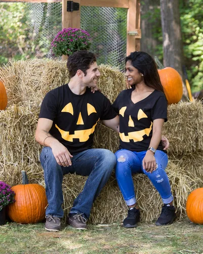 Vista 6 de Glow in Dark Jack O' Lantern Disfraz de calabaza de Halloween para mujer con cuello en V