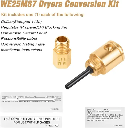 Vista 5 de WE25M87 GE Gas Dryer LP kit de conversión compatible con GE Hotpoint Gas Dryer