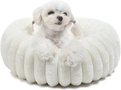 Vista 8 de Mini Dog Bed for Very Small Dogs & Cats Washable, Fluffy Round Extra Small Kitten Beds for Indoor Kittens, Ultra-Soft Tiny Puppy Cat Donut Bed for