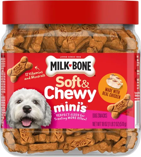 Vista 8 de Milk-Bone Golosinas suaves y masticables Mini para perros, pollo, 18 onzas Hechas con pechuga de pollo real