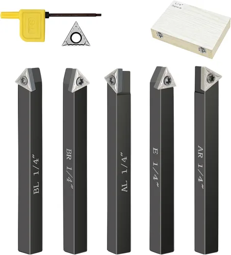 Vista 10 de Herramientas de corte de torno de metal,5 juegos de brocas de corte de metal de carburo de 1/2", herramienta de torneado de torno