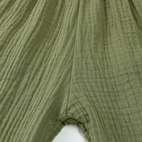 Vista 9 de GFQLONG Pantalones harén de algodón y lino de color liso para niño y niña, para verano, otoño
