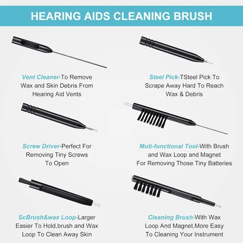 Vista 6 de 48 Pieces Hearing Aid Tips Hearing Aid Domes Universal Domes for Earbud Tip Replacement, BTE Sound Amplifier Accessories and 7 Pieces Cleaning Tools