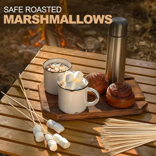 Vista 7 de Suclain 500 palitos para asar malvaviscos de 17.5 pulgadas de largo y 0.197 in de grosor, pinchos de bambú, brochetas de bambú, barbacoa, asar