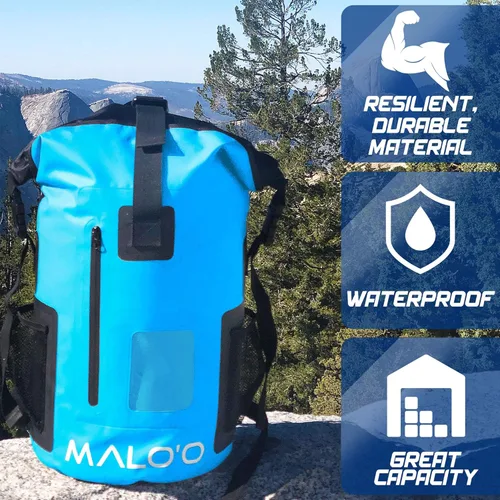 Vista 6 de Malo'o Dry Pack impermeable resistente mochila – bolsa seca enrollable (capacidad de 30 L)