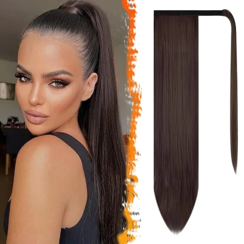 Vista 66 de BARSDAR Extensión de Cola de Caballo Corta y Recta - Extensiones de Cabello de Cola de Caballo con Cordón de 14 Pulgadas en Negro para Mujeres