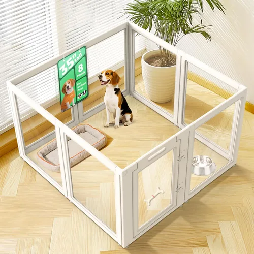Vista 23 de FXW AuraSpace - Cerca acrílica para perros pequeños, para interiores, 24 pulgadas, 2 paneles, incluye 1 puerta y 1 panel, color negro