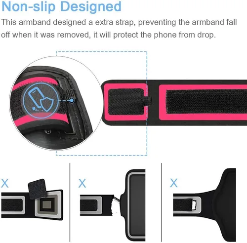Vista 4 de Brazalete para Galaxy S10 S9 S8, JEMACHE Gym Running Ejercicios Entrenamientos Teléfono Banda para Samsung Galaxy S10/S9/S8/S7 Edge (Rosa)