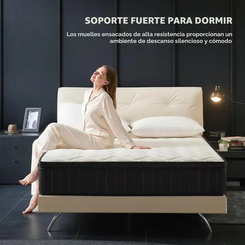 Vista 2 de Moccona Colchones híbridos de espuma viscoelástica de 14 pulgadas en caja con resorte independiente, suave y cómodo, alivio de presión, certificado