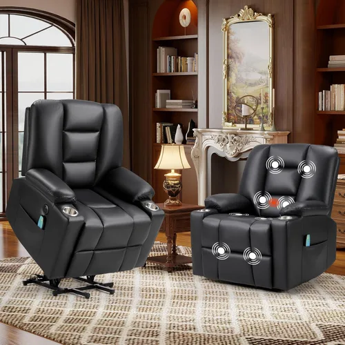 Vista 16 de HAOMARKETS Power Lift Recliners with Massage and Heat for Elderly, Electric Lifting Recliner Chair with Cup Holders & USB Port, Oversized Reclining