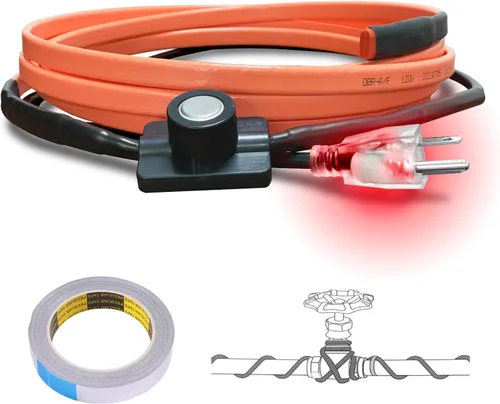 Vista 8 de Cupohus Cinta térmica para tuberías de agua con termostato de 12 pies, protección contra congelación, cable de rastro de calor autorregulable