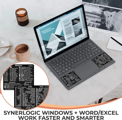 Vista 3 de SYNERLOGIC Guía de referencia rápida para Windows + Word/Excel (para Windows) Adhesivos de acceso directo de teclado, vinilo sin residuos Negro