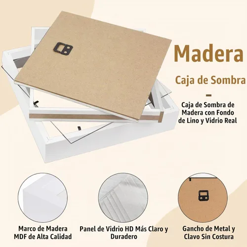 Vista 4 de QDSSDECO Caja expositora de 8 x 8 pulgadas, parte trasera de lino, paquete