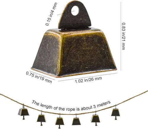 Vista 2 de MrMrKura 18 campanas de cobre de 1 pulgada de vaca, caballo, oveja, campanas de pastoreo de bronce vintage para cascabeles para evitar pérdidas