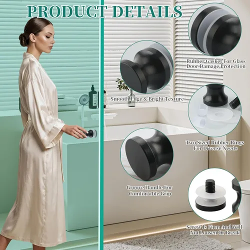Vista 4 de Alise Manija de puerta de ducha, perilla para puertas corredizas de ducha, pomos de acero inoxidable sólido SUS304 resistente, piezas de repuesto