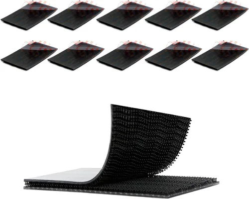 Vista 11 de Cierre resellable de doble bloqueo SJ3550 1" x 1" 10 piezas, cinta adhesiva de gancho en forma de hongo, negro, resistente para montaje de soporte