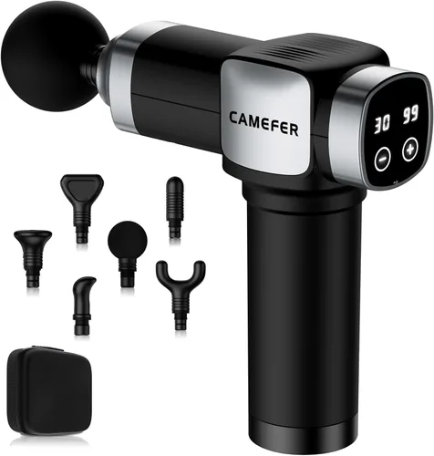 Pistola de masaje, pistola de masaje de tejido profundo para aliviar el dolor, masajeador muscular eléctrico de mano con cabezales de masaje de 30