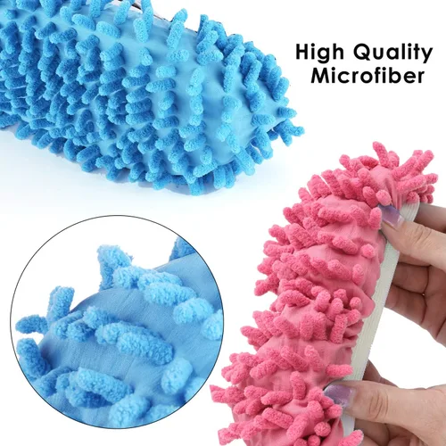 Vista 5 de Zapatillas de fregona lavables, multifunción de microfibra para mopa de polvo, zapatos de limpieza de pisos, cubierta para el hogar