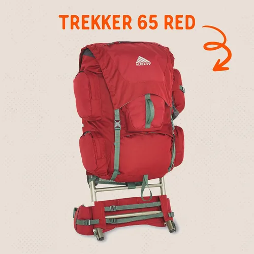 Vista 3 de Kelty Mochila Trekker 65, color rojo granate