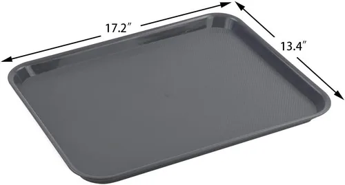 Vista 2 de Bandejas de plástico más grandes para servir restaurantes de comida rápida, color gris oscuro, 6 paquetes