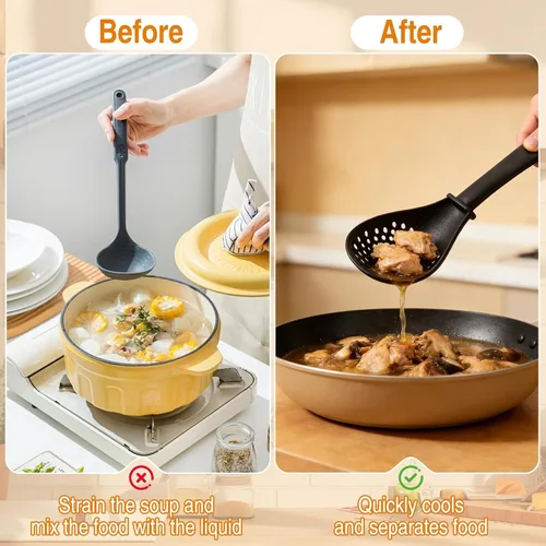 Vista 3 de Juego de cuchara de cocina multifuncional 6 en 1, nuevos utensilios de cocina resistentes al calor, cuchara ranurada, herramienta de cuchara pequeña