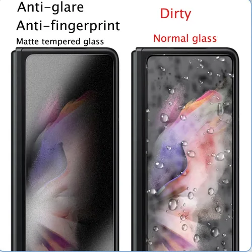 Vista 6 de Paquete de 2+1 protector de pantalla de privacidad para Samsung Galaxy Z Fold 5 5G 2023, antiespía, 2 piezas de vidrio templado exterior + 1