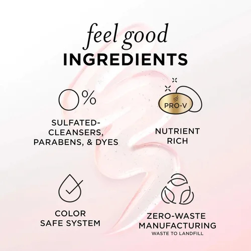 Vista 6 de Pantene Champú sin sulfatos de agua de rosas, calma, repone la hidratación, seguro para cabello tratado con color, infusión de nutrientes