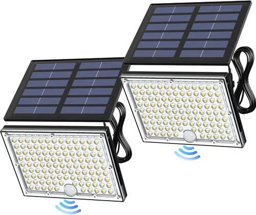 Vista 8 de JACKYLED Luces Solares para Exteriores con Sensor de Movimiento, 113LED Luces de Inundación Solares Blanco Frío, Impermeables del Atardecer al