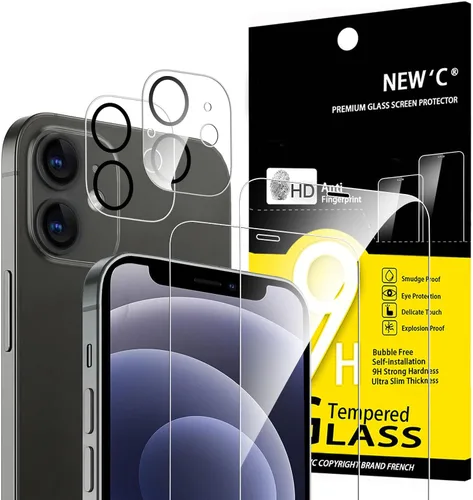 Vista 18 de NEW'C Paquete de 4, 2 protectores de pantalla para iPhone 11 + 2 protectores de lente de cámara, protección de sensores, película de vidrio templado