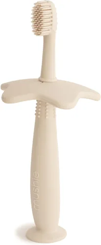 Vista 9 de mushie - Cepillo de dientes para niños pequeños con diseño de flor (rosado)