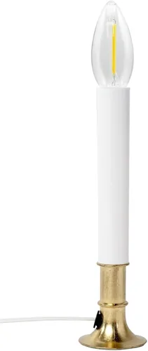 Vista 2 de Creative Hobbies® Lámpara de vela eléctrica para ventana con base chapada en latón, interruptor de encendido/apagado, bombilla, listo para usar (LED)