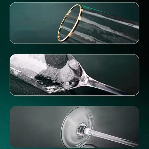 Vista 3 de Copas de champán de 10.1 fl oz para el hogar, copas de vino blanco de alta gama, juego de 6 copas de champán martilladas de lujo ligeras para bodas