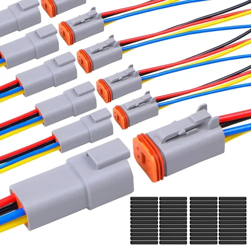 Vista 11 de Exqutoo Paquete de 2 conectores DT impermeables de 2 pines macho y hembra con cables de 16AWG 105℃ 600V y tubos termorretráctiles, aplicables