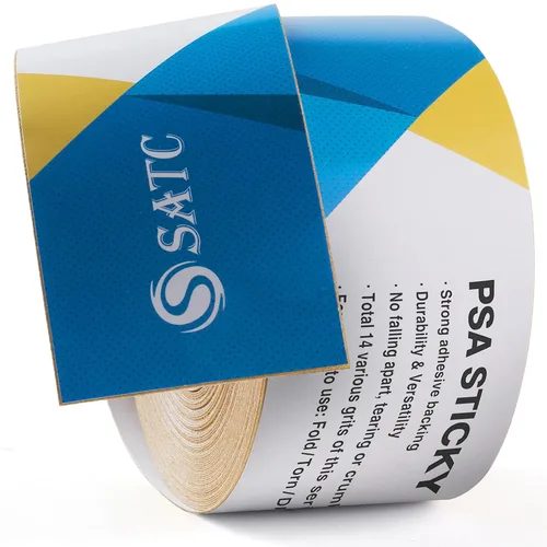 Vista 9 de S SATC Papel de lija PSA Longboard de grano 40, rollo continuo de 20 yardas de largo, 2-3/4" de ancho autoadhesivo con respaldo adhesivo, hojas