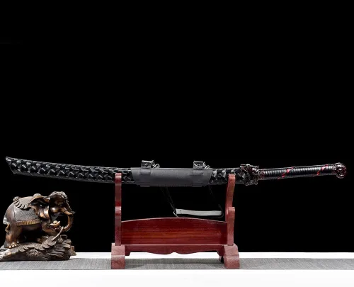 Vista 2 de BJDJ Katana Sword Samurai - Katanas de metal real Quantang Samurai pulido a mano, mango de cabeza de tigre afilado y dominante que puede cortar