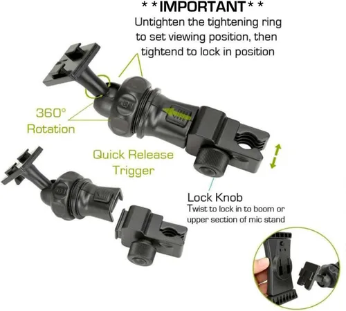 Vista 3 de AccessoryBasics EasyAdjust soporte para micrófono de platillo, apto para Apple iPad PRO Air Mini Samsung Galaxy Tab Surface Pro/Book y teléfonos