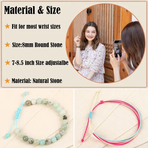 Vista 60 de LPBeads Pulsera de piedra natural hecha a mano de tamaño ajustable